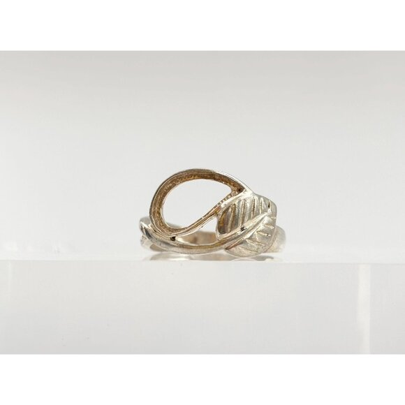 Foliage | Autumn Themed Swirly Ornate 925 Sterling Silver Vintage Ring - sz 7 - Picture 4 of 13
